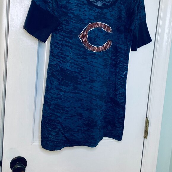 Chicago Bears Half Sleeve Sheer T-Shirt Rhinestone Logo by G-III Women's Small - Picture 2 of 4